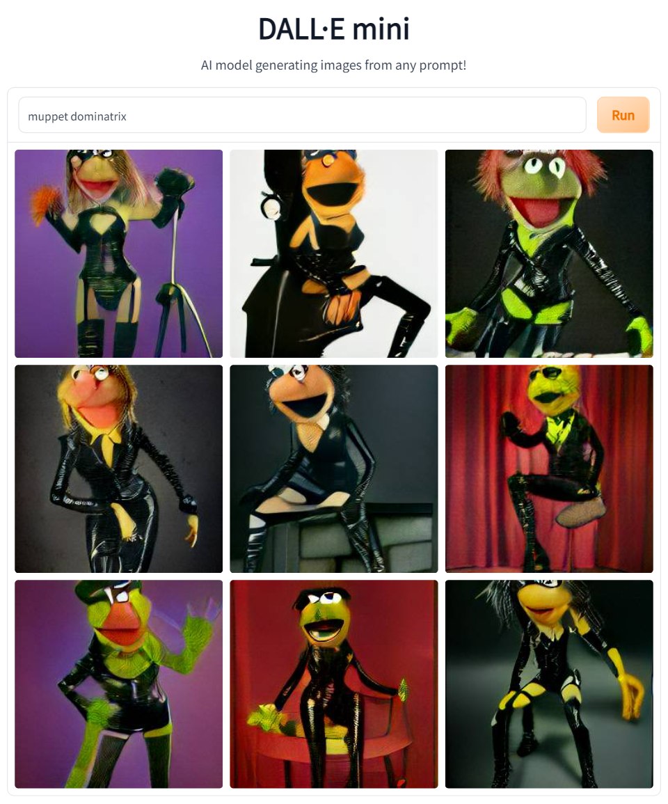 The meme is an image of Kermit the Muppet from The Muppets, dressed in a black leather outfit, posing in a provocative manner. The image is captioned "Muppet Dominatrix" and is likely a humorous take on the idea of a Muppet character in a typically non-Muppet-like role. The image is a play on the idea of a Muppet character in a provocative or sexy role, using the word "Dominatrix" to add to the humor.
